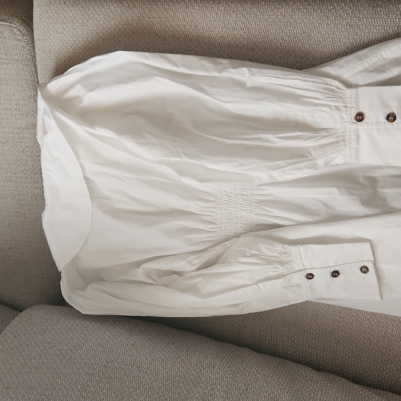 Ganni Cotton Poplin Smocked Mini Dress 38 - Picture 9 of 11